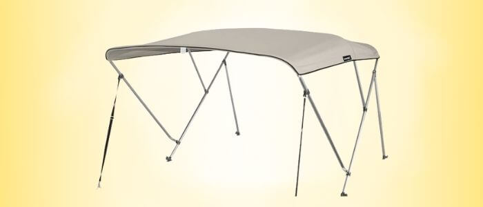 MSC 3 Bow Bimini Top Boat Cover with Rear Support Pole and Storage Boo