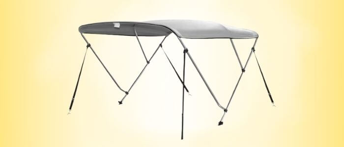 Seamander 3 Bow Bimini Top Boat Canopy 4 Straps for Front and Rear Includes with Mounting Hardware (1)