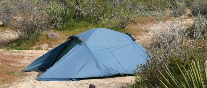 tent camping in the desert